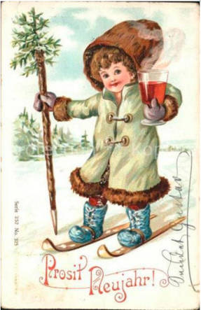 Starožitná nemecká vianočná pohľadnica zo začiatku 20. storočia.